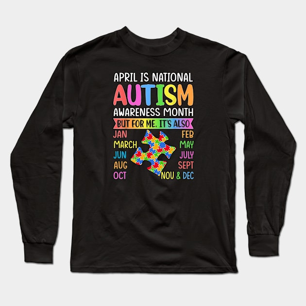 April is National Autism Awareness Month Kids Boy Girl Women Long Sleeve T-Shirt by mateobarkley67